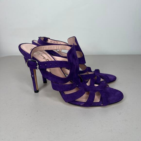 SJP Sarah Jessica Parker Purple Suede Gladiator Heels Size 36.5 - Picture 2 of 10